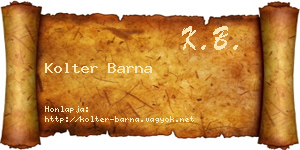 Kolter Barna névjegykártya