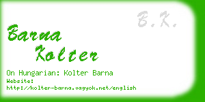 barna kolter business card